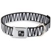 Dog Collar Seatbelt Buckle Zig Zag Doodle Black White 11 to 17 Inches 1.0 Inch Wide