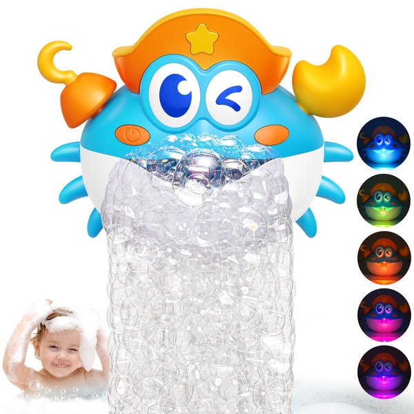 Bath Toys,Light Up Crab Bath Bubble Maker Baby Bath Toys for Kids Ages 1-3 4-8,Bath Bubble Machine with Colourful Light Bathtub Toddler Bath Toys Great Christmas Stocking Stuffers for Kids
