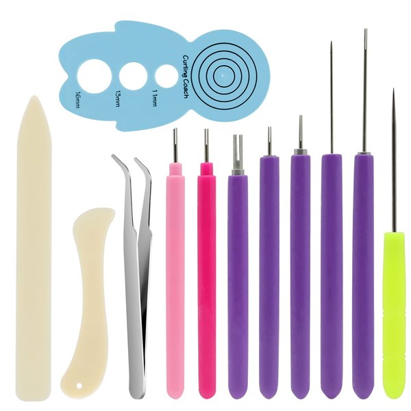 Paper Quilling Tools, 12 Pack Assorted Sizes Rolling Curling Quilling Needle Pen for Art Craft DIY Paper Cardmaking Project