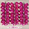 18PCS Cheer Bow Keychain Glitter Bow Keychain Hair Bow for Girls Rhinestones Sequin Bow School Senior Cheer Bow Accessories for Teen Softball football Cheerleader (Glitter Neon Pink)