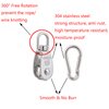 10Pcs 304 Stainless Steel M15 Single Pulley Block, Wire Rope Hanging Wire Towing Wheel, with 10Pcs Spring Snap Hook