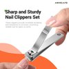 Nail Clippers with Glass Nail File, Ultra Sharp Nail Clipper Set, Professional Fingernail & Toenail Clippers Nail Cutter Set for Men and Women (Silver_Cardboard Box)