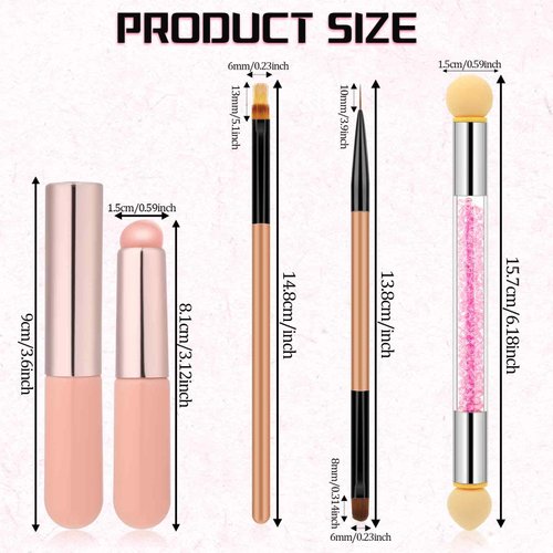 Abeillo 4Pcs Ombre Nail Brush, Nail Brushes Set for Gel Nails, Gradient Nail Sponges Pen, Nail Liner Brushes, Nails Art Brushes for Nail DIY Manicure Tools