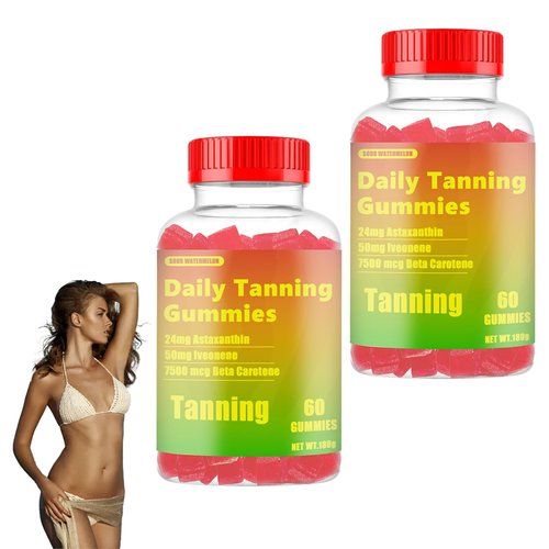 TACOHO Tanning Gummies for Skin Glow & Health - Vegan, Non-GMO, with Astaxanthin, Lycopene & Beta Carotene, 60 Gummies for a Natural, Lasting Tan (1PCS)