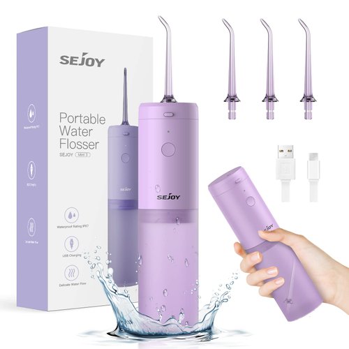 Water Flosser Dental Oral Irrigator Teeth Cleaner Portable Travel Rechargeable Cordless,IPX7 Electric Plaque Remover 3 Modes 3 Jet Tips 140ml