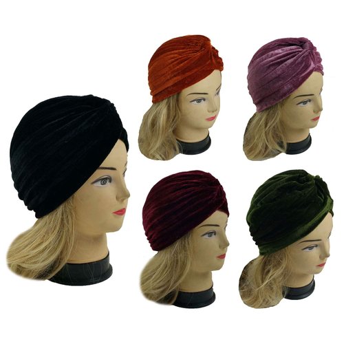 5 Velvet Women Stretchy Turban Chemo Cap Bennie Head Wrap Headwear (5 Velvet)