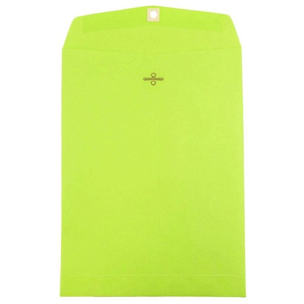 JAM PAPER 9 x 12 Colored Envelopes with Clasp Closure - Ultra Lime Green - 25/Pack