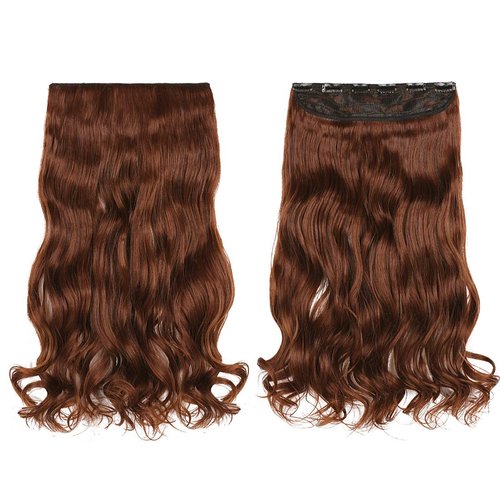 SIADEE Clips in Hair Extensions 24" 1PCS 3/4 Full Head Curly Wave Synthetic Hair Extensions, Reusable Invisible Hairpieces for Women Heat Resistant Fiber with 6 Clips 5.3 Oz per Piece - 2350#
