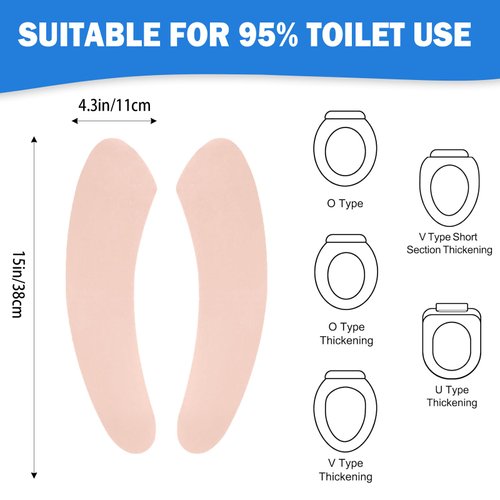 Thin and Warm Toilet Seat Cover Pad – Self-Adhesive, Adjustable and Cut-to-Fit, Comfortable and Easy to Clean, Perfect for Home Bathrooms (Pink)