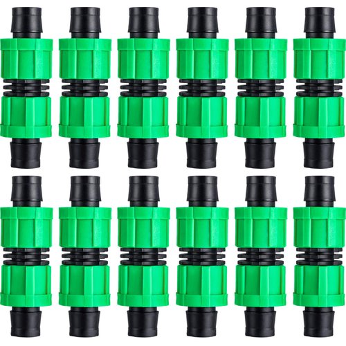 Hotop 12 Pieces Drip Irrigation Coupling, 5/8 Inch Universal Connector Drip Tubing Fittings, Compatible with Most 16-17 mm Drip Tape AG Tubing Drip or Sprinkler Systems (green)