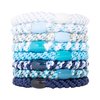L. Erickson Grab & Go Pony - Coastal - 8 Pack Ponytail Holder Hair Ties - Blue Mix