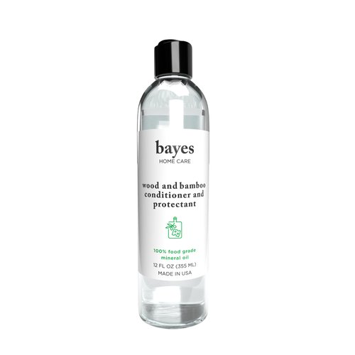Bayes Food Grade Mineral Oil for Cutting Board - Mineral Oil Food Grade for Bamboo, Teak & Wood Conditioner and Protectant - Cutting Board Oil Food Grade Formula - Wood Oil for Cutting Board - 12 oz