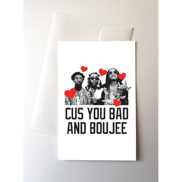 2 Pack - Bad & Boujee I Love You Valentine Greeting Cards (4.25x5.5 Inch)