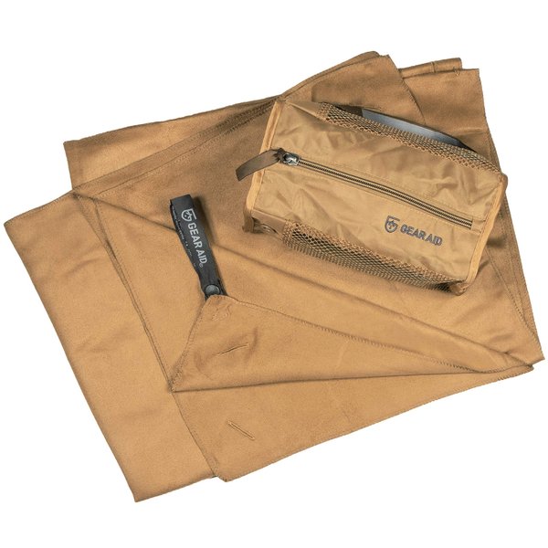 GEAR AID Quick Dry Microfiber Towel for Travel, Camping and Sports, Coyote, L, 30” x 50”
