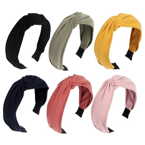 AOPRIE 6 Packs Knot Headbands for Women Wide Plain Headbands, Top Knotted Headbands for Women Hair Bands for Women's Hair Solid Color Turban Headbands for Women Wide Headbands for Women