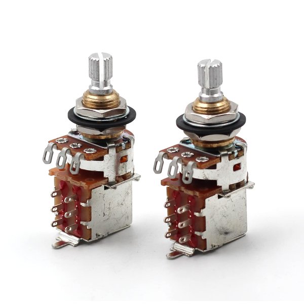 500k Pots for Guitars, Push Pull Guitar Pots, Bourns Potentiometer, Short Split Shaft, Audio taper, The Art of Tone, Pair (2X)