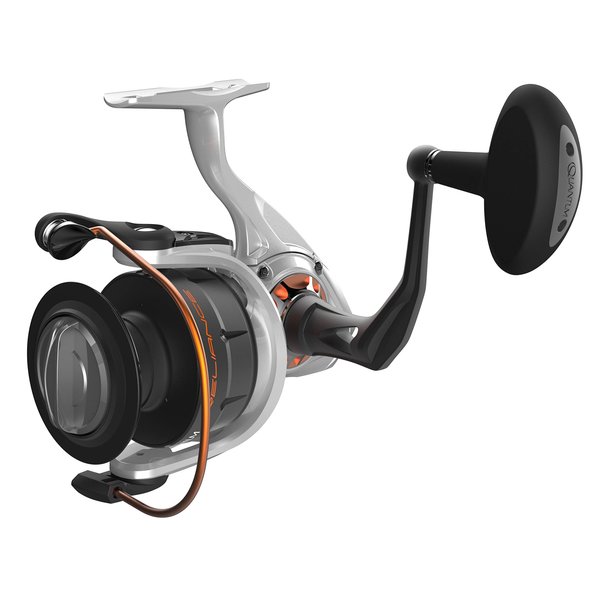 Quantum Reliance Spinning Fishing Reel, Size 45 Reel, Changeable Right- or Left-Hand Retrieve, Anti-Corrosive Bearings, Water-Tight Seal, Saltguard Protection, Silver/Black