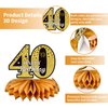 40th Glitter Black Gold Birthday Banner Party Decorations, Happy 40th Birthday Decorations Hanging Swirls Banner Honeycomb Centerpieces for Men Women Happy 40 Years Old Bday Party