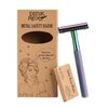 PINK REX Women's Double Edge Safety Razor Eco-Friendly Includes 10 Razor Blades (Rainbow Chrome)