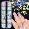 Holographic Mermaid Nail Art Glitter Iridescent Flakes JMEOWIO 12 Grids Gradient Bright Ice Slag Nail Sequins Paillettes Summer Nail Art Decoration