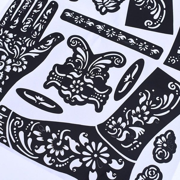 Black Henna Tattoo Kit Stencils,Temporary Reusable Unisex Tattoo Sets Indian Arabian Temporary Tattoo Templates Kit for Body Art Paint Henna Kit Temporary Tattoos Makeup Henna Tattoo Kit Black