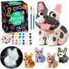 FUNZBO Paint Your Own Bull Dog Lamp - Art Painting Kit, Arts and Crafts for Kids with Art Supplies, Night Light Toys Gifts for Boys Girls Teens Age 3+ Years Old