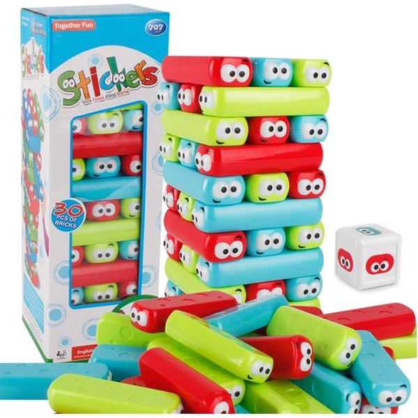 wonuu Timber Tower Block Stacking Game Colored Cartoon Plastic Building Blocks Board Educational Toy Game