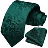 HISDERN Green Mens Tie Paisley Floral Ties for Men Solid Classic Formal Handkerchief Men's Neckties and Pocket Square Set Tuxedo for Wedding