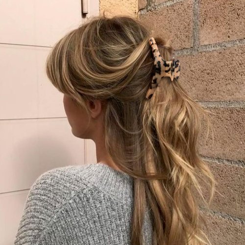 FAELBATY Big Hair Claw Clips Banana Claw Clip 4.5" Big Claw Clip for Thin Medium Volume Hair, Tortoise Barrettes Celluloid French Butterfly Jaw Clips, Leopard Print Hair Accessories for Women Girls