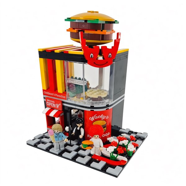 General Jim's Wacky Burger Modular Fast Food Burger Joint Restaurant Building Blocks Bricks Set