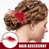 LALAFINA Red Flower Hair Comb Crystal Bridal Hair Comb Wedding Hair Comb Rhinestone Hair Piece Floral Rhinestone Hair Comb for Women Bride (Red)