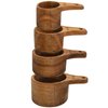Lyellfe Set of 4 Acacia Wood Measuring Cups, Stackable Kitchen Measure Tool with Handle, Baking and Cooking Measuring Set, Handcrafted with Polish Finish, 4 Size