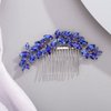 Chargances Bridal Crystal Hair Comb Blue Wedding Rhinestone Hair Side Comb Fashion Handmade Hair Accessories for Bride Wedding Prom Flower Girl Headpieces (Royal Blue)