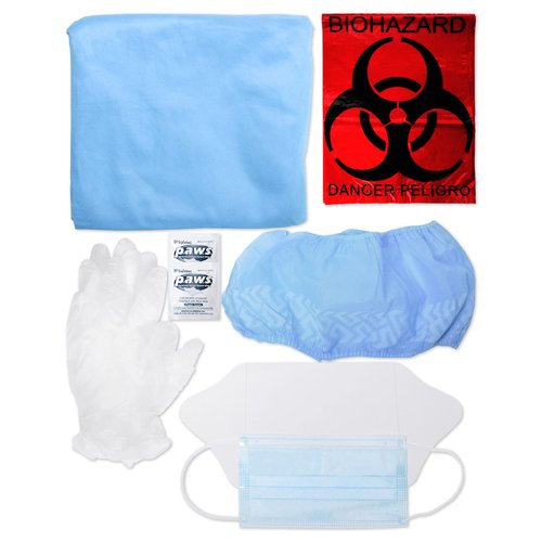 MFASCO Personal Protection Equipment Kit - Biohazard & Spill Cleanup - Complete Disposable PPE Set - Ideal for Law Enforcement or First Responders - First Aid Kit - Includes 7 Pcs Items
