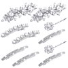 Janinka 10 Pieces Rhinestone Wedding Hair Clips Bridal Hair Pins Crystal Bobby Pins Silver Hairpin Barrette Leaf Flower Wedding Elegant Hair Accessories for Bride Women and Girls (Flower Style)