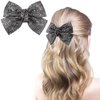 AHONEY 1Pack Black Hair Bow Rhinestone Hair Bows Clips for Women, Hair Bling Glitter Hair Clips Sparkly Rhinestone Barrettes for Women Girls Holiday Hair Accessories Christmas Gift