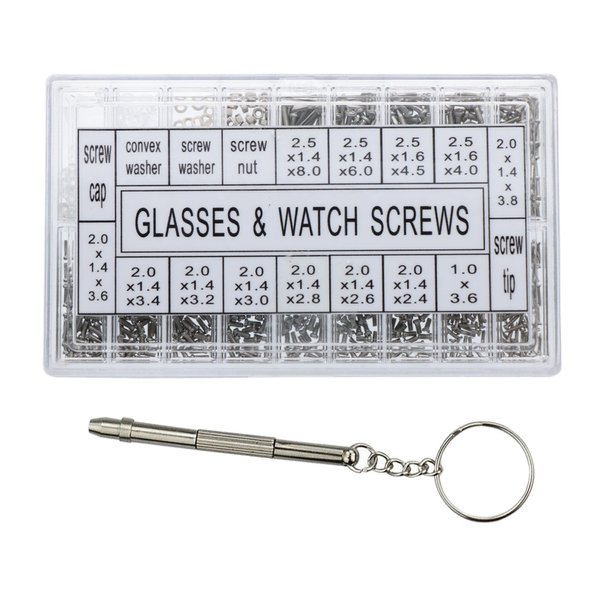 VAPKER 1000pcs Micro Eyeglass Sunglass Repair Screws, Nuts Assortment Stainless Steel Screws for Spectacles Watch with (Screwdriver)