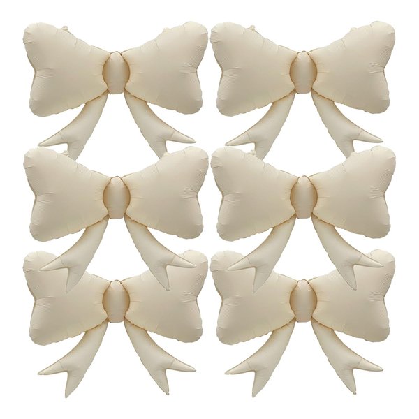 FBQ 6 Pcs White Bow Balloon Bow Theme Party Baby Shower Birthday Party Girls Kids Foil Balloon Decoration Supplies