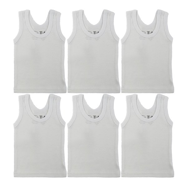 Baby Tank Tops Boys, Girls, Unisex Sleeveless 100% Cotton Shirts for 0-24 Months(Medium, Neutral/White/6-Pack/For Unisex)