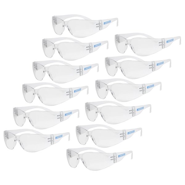 JORESTECH Eyewear Protective Safety Glasses, Polycarbonate Impact Resistant Lens Pack of 12 (Clear)