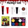 8 Colors Face Body Paint Kit, Halloween SFX Makeup, Black White Red Face Paint + SFX Fake Blood Washable + Fake Skin Imitation, Body Painting Kit for Halloween SFX Makeup Cosplay Joker Costume Part