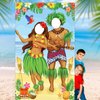 Luau Couple Photo Door Banner Hawaiian Party Decorations Tiki Luau Photo Props Aloha Tiki Banner for Party Hawaiian Door Banner Luau Party Supplies for Tropical Beach Party, 6 x 3.6 ft