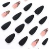 RikView Black Press on Nails Long Fake Nails French Stick on Nails with Swirls Design Matte Almond Nails for Women