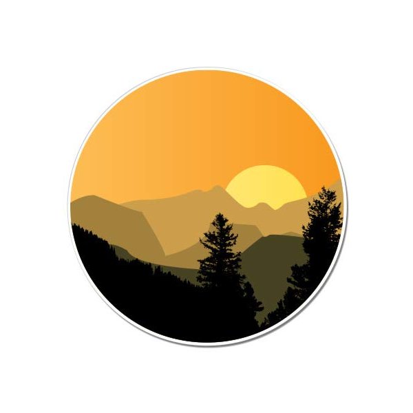 GT Graphics Sunset in The Mountains - 5" Vinyl Sticker - for Car Laptop I-Pad - Waterproof Decal