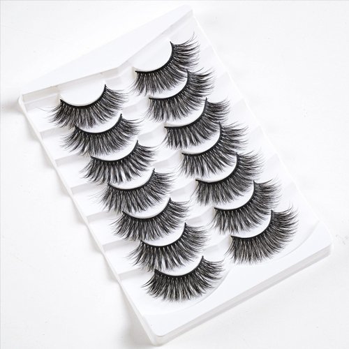 CHUN-YAN False Eyelashes Fluffy Faux Mink Lashes 8D Wispy Lashes 7 Pairs Pack Dramatic Long Thick Volume Fake Eye Lash Multipack