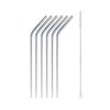 BambooMN Reusable Stainless Steel Metal Drinking Straws - 8" Bent Straws w/ 1x Cleaning Brush - 6 Pack