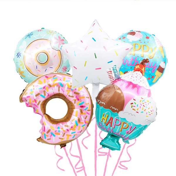 Donut Balloon & Ice Cream Balloon Set Donut Party Decorations Donut Balloons with Sprinkles Donut Themed Birthday Party Supplies