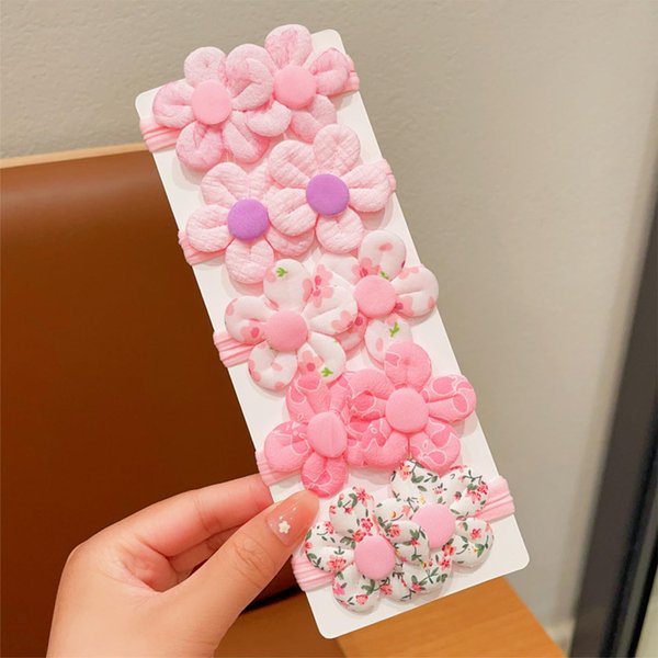 5PCS Pink Baby Pony Tails Hair Ties，Kids Elastic Hair Ties，Flower Hair Ties for Girls，Cute Hair Ties Toddler Hair Accessories for Girls，Baby Hair Ties No Damage