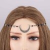 Obmyec Boho Moon Head Chain Silver Crystal Headpieces Crescent Halloween Hair Chains Rhinestone Prom Headbands Festival Costume Hair Accessories Gift for Women and Teen Girls