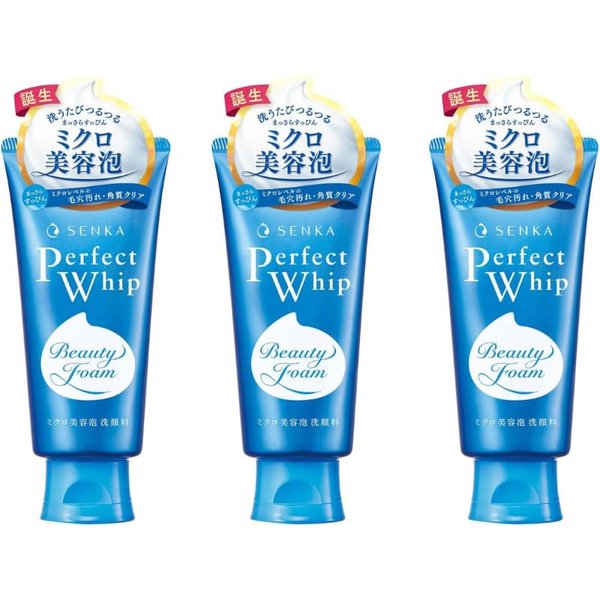TSTADVANCE Senka Perfect Whip Cleansing Foam 4.23oz(120g) Set Of 3 White Floral Scent Japanese Face Wash